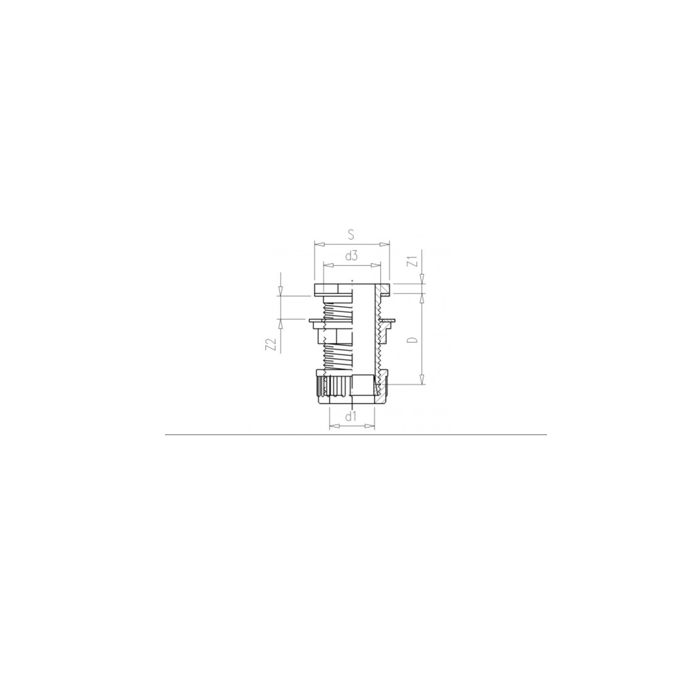 Doorvoer (1") met klemring 25 mm